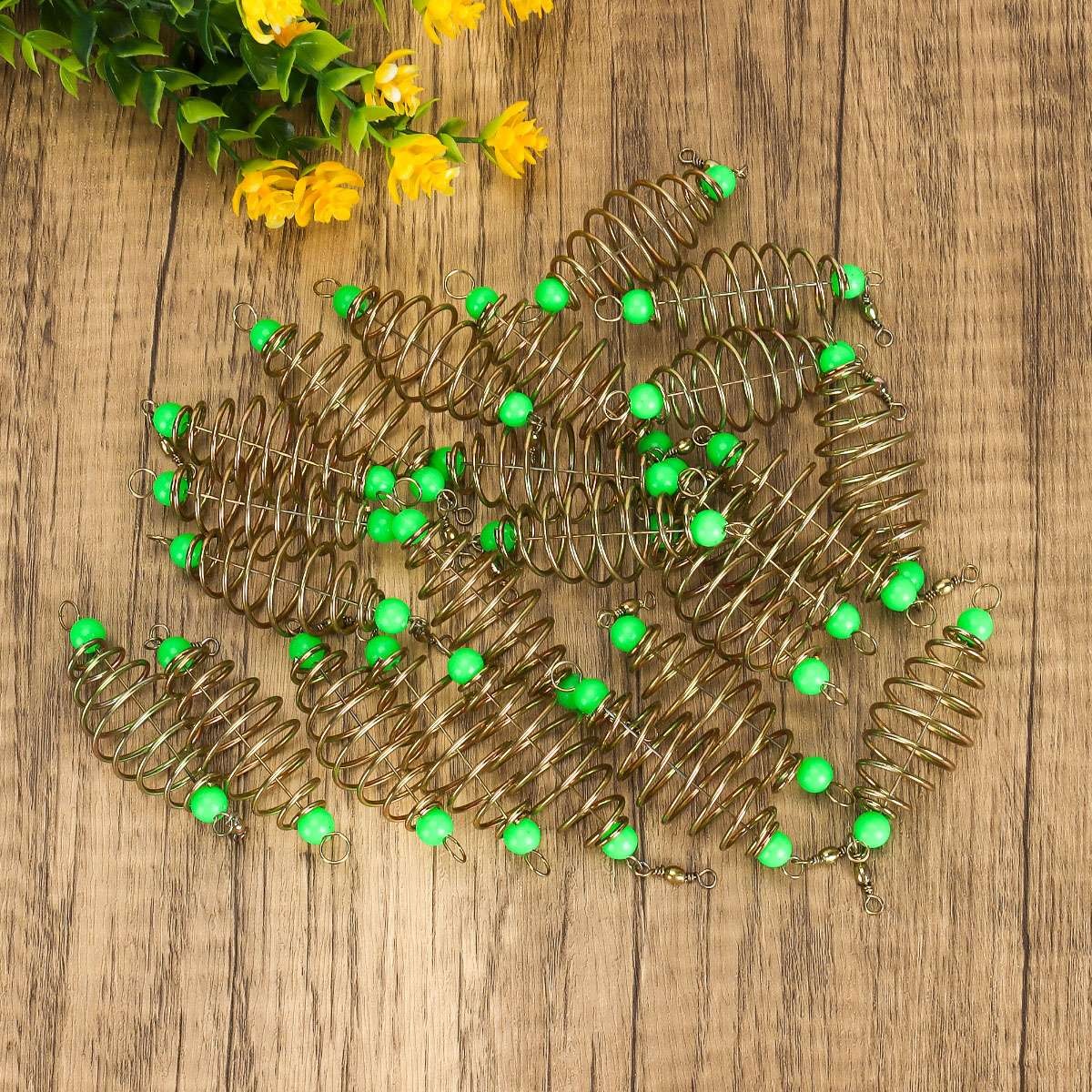 24Pcs Spring Fishing Bait Holders for Carp and Catfish with Luminous Beads