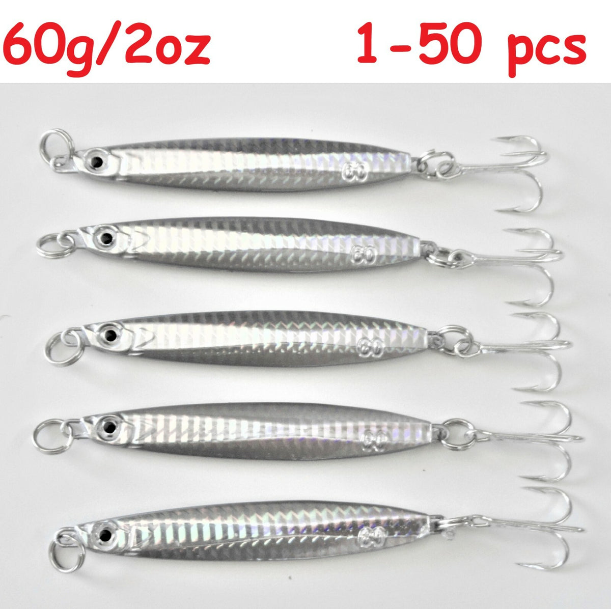 Saltwater Fishing Jigs 60g/2oz Metal Knife Sniper Vertical Lures - Multiple Pieces