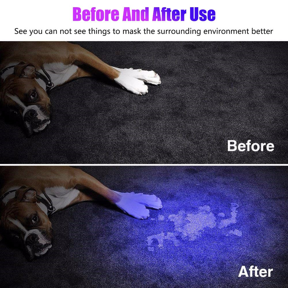 30W UV Black Light Flashlight for Pet Stain Detection - USB Rechargeable