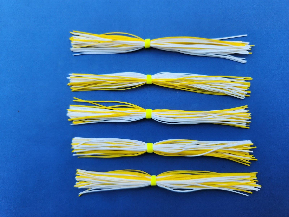 Yellow White Silicone Skirt for Spinnerbaits Buzz Baits Bass Jigs 5 Inch