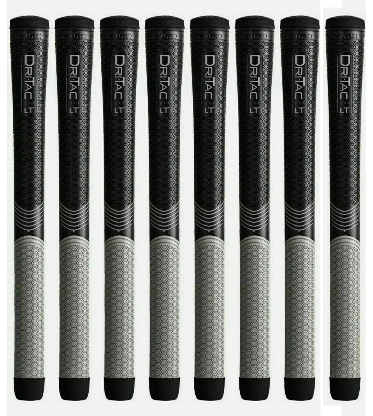 Golf Grip Set of 9 Oversize Dri-Tac LT Less Taper Black Gray for Arthritis Comfort