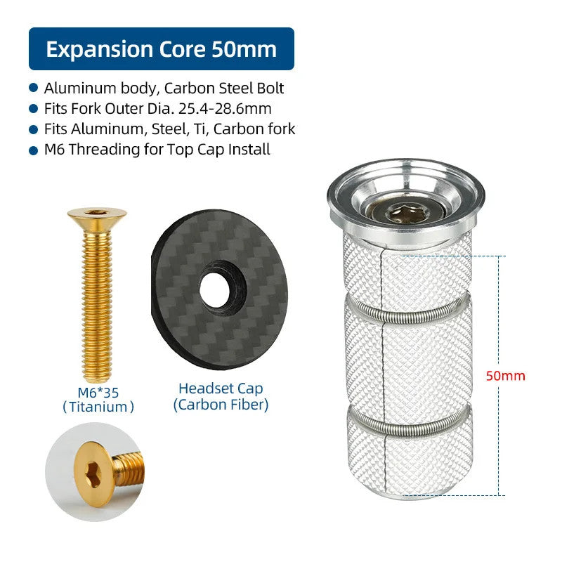 Bike Compression Plug Headset Expander Bolt for 1-1/8 Inch Carbon Forks