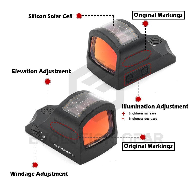 Red Dot 2 MOA Solar-Powered Open Scope for Handguns & Rifles