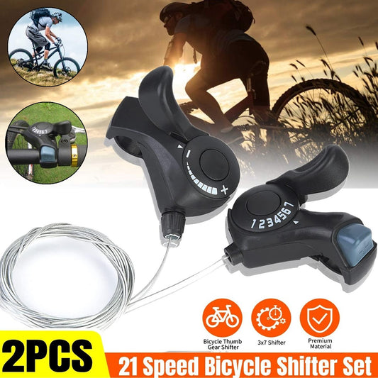 Bike Shifter Set 3x7 Speed MTB Mountain Road Bicycle Thumb Gear Shift