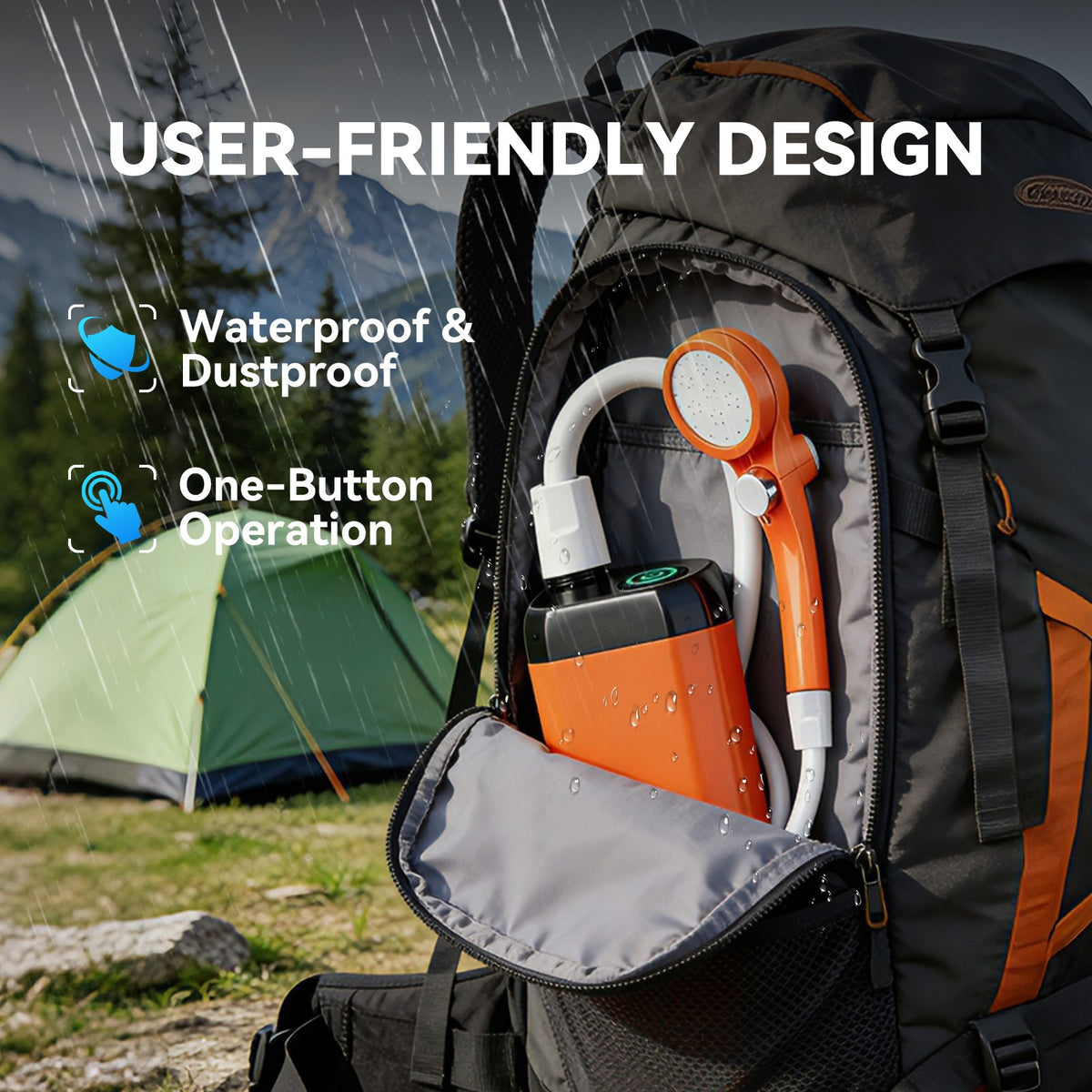 Portable Camping Shower with Water Heater and Rechargeable Pump - Outdoor Shower Set