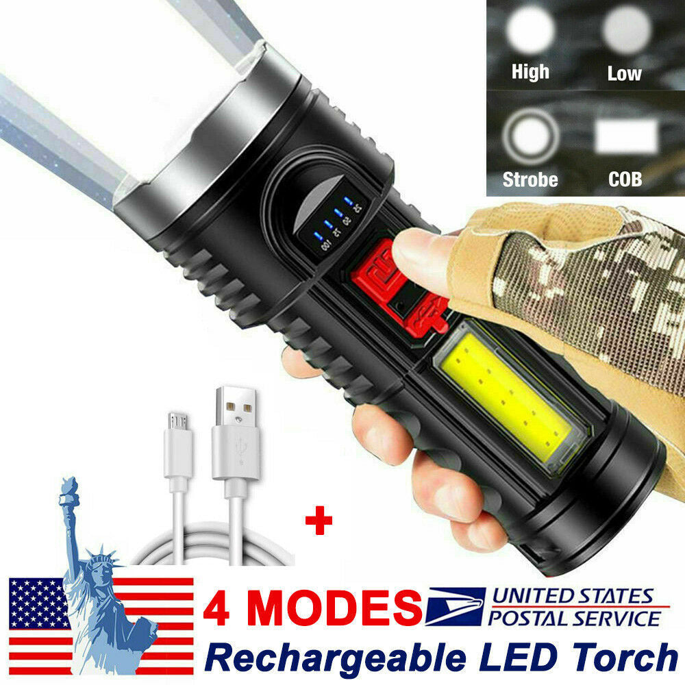 Super Bright Tactical LED Flashlight with USB Rechargeable Battery