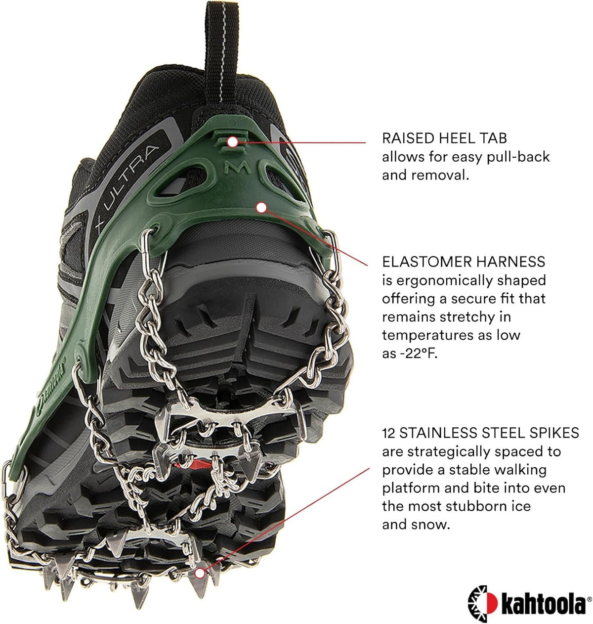 Traction Crampons for Snow and Ice - Medium, Green