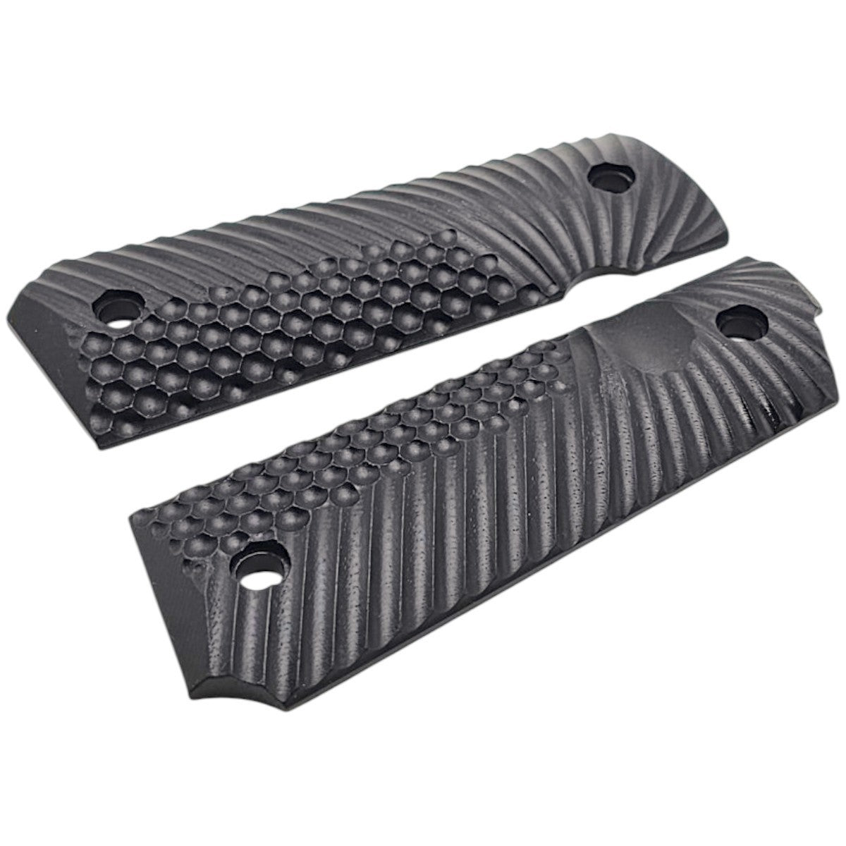 1911 Pistol Grips G10 Sunburst Texture Full Size Ambidextrous Black