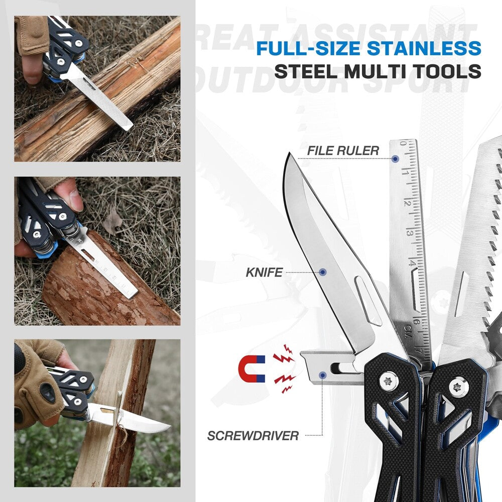 21-in-1 Multi Tool Pocket Knife with Stainless Steel & G10 Handle