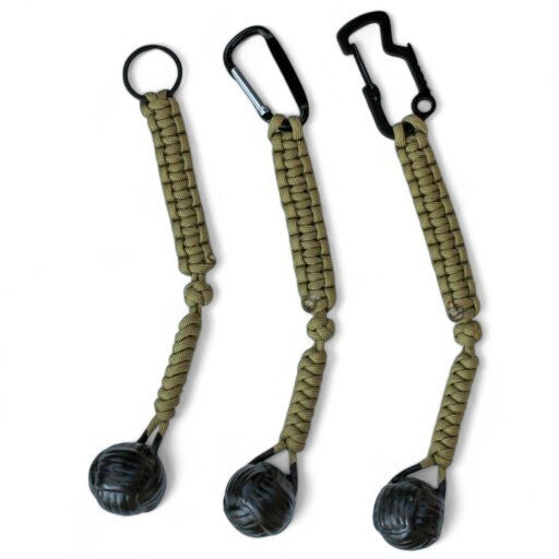Monkey Fist Keychain Handmade in USA Paracord with Chrome Core