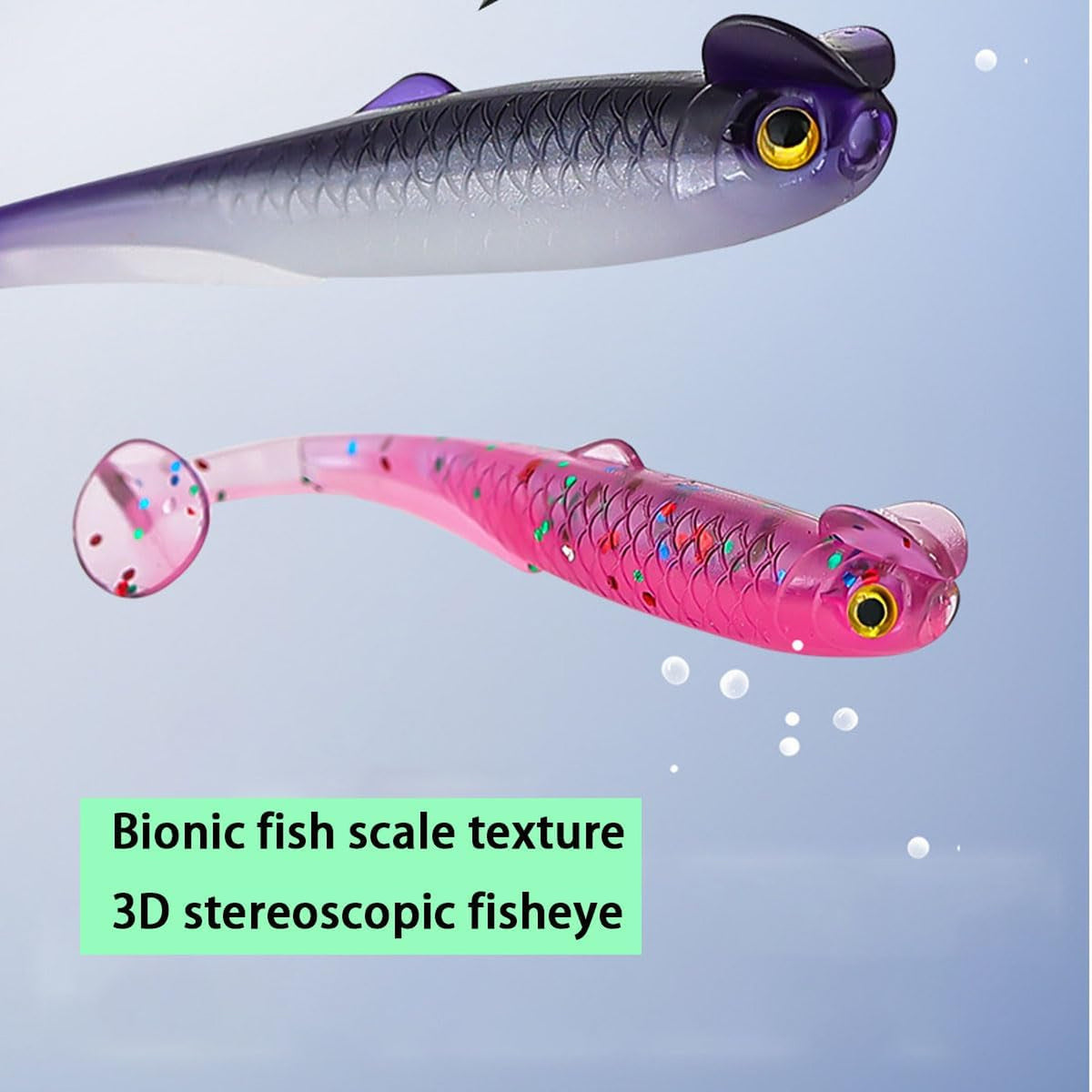 20PCS Soft Plastic Bass Lures Paddle Tail Swimbaits for Freshwater Fishing