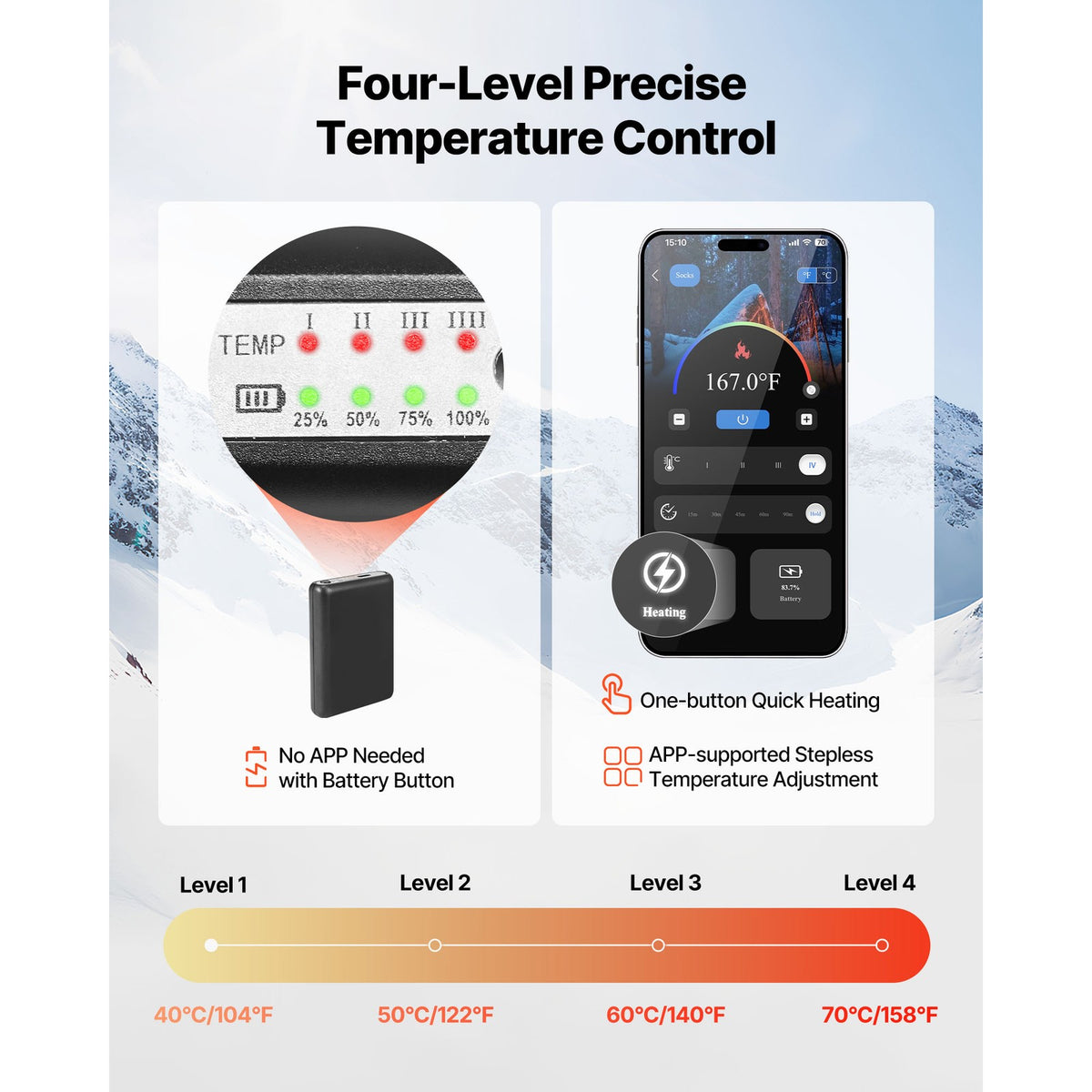 Heated Socks with 5000mAh Battery XL Size for Outdoor Activities