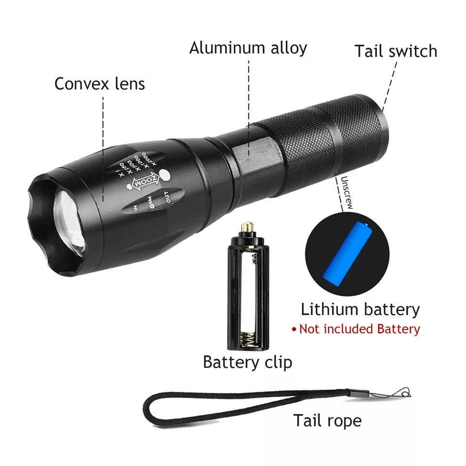 120000lm UV Flashlight Blacklight Torch for Currency Detection Waterproof