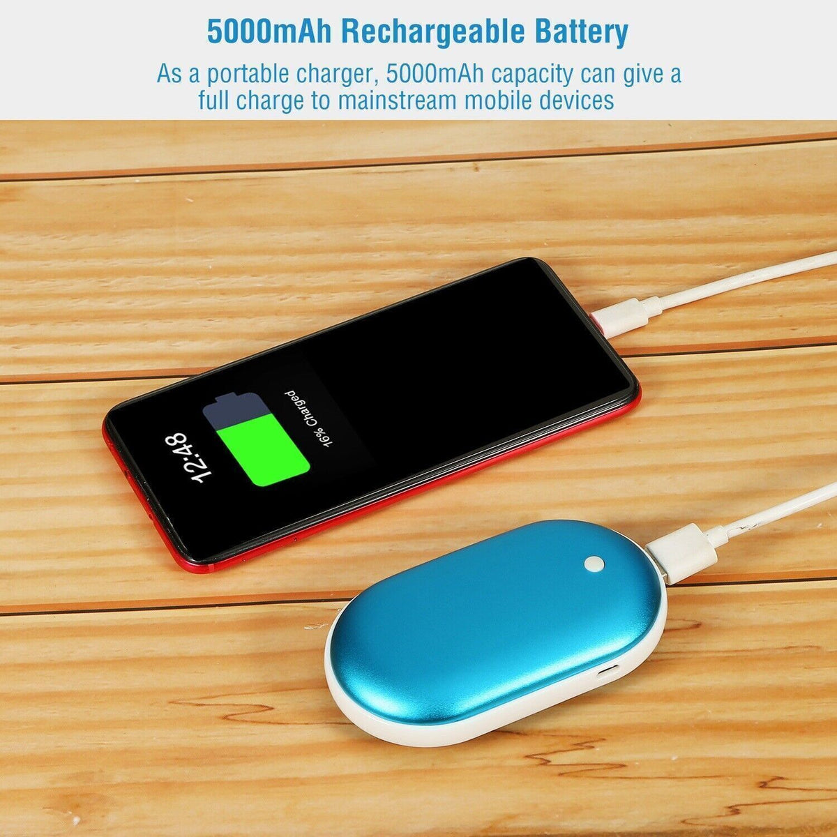 Rechargeable Hand Warmers Power Bank with USB Charging and Adjustable Heat