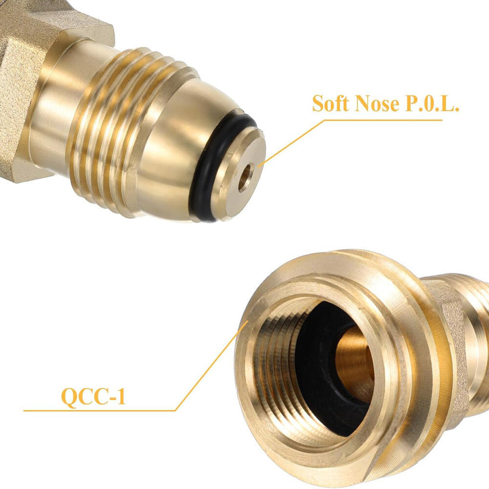 2PCS Propane Tank Adapter 100LB LP to Type-1 Fitting Brass Conversion