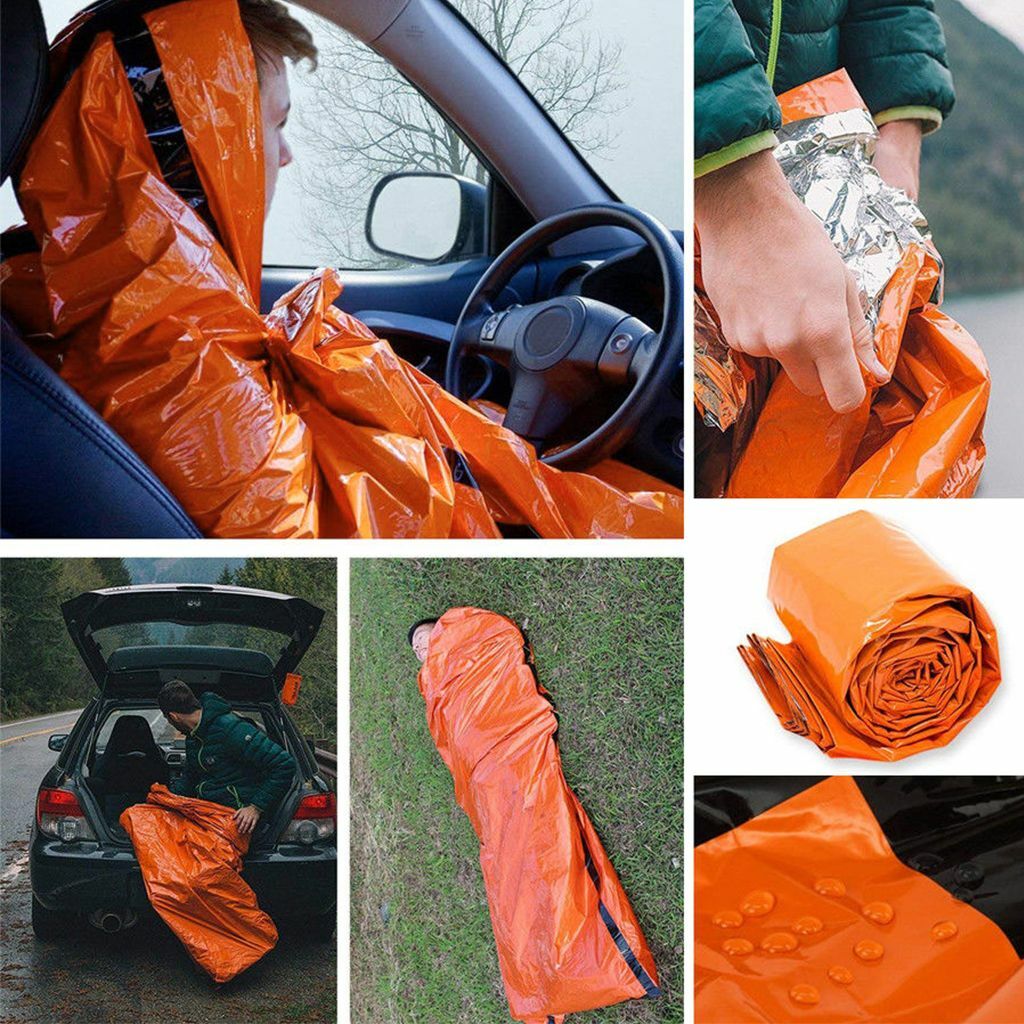 2-Pack Emergency Thermal Waterproof Sleeping Bags for Outdoor Survival