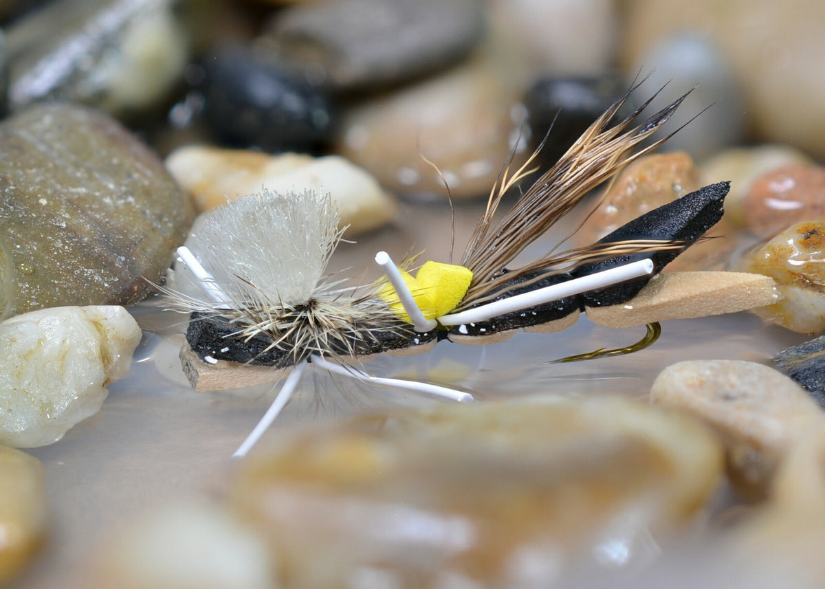 Dozen Foam Hopper Fishing Flies with Mustad Hooks for Trout & Summer Casting
