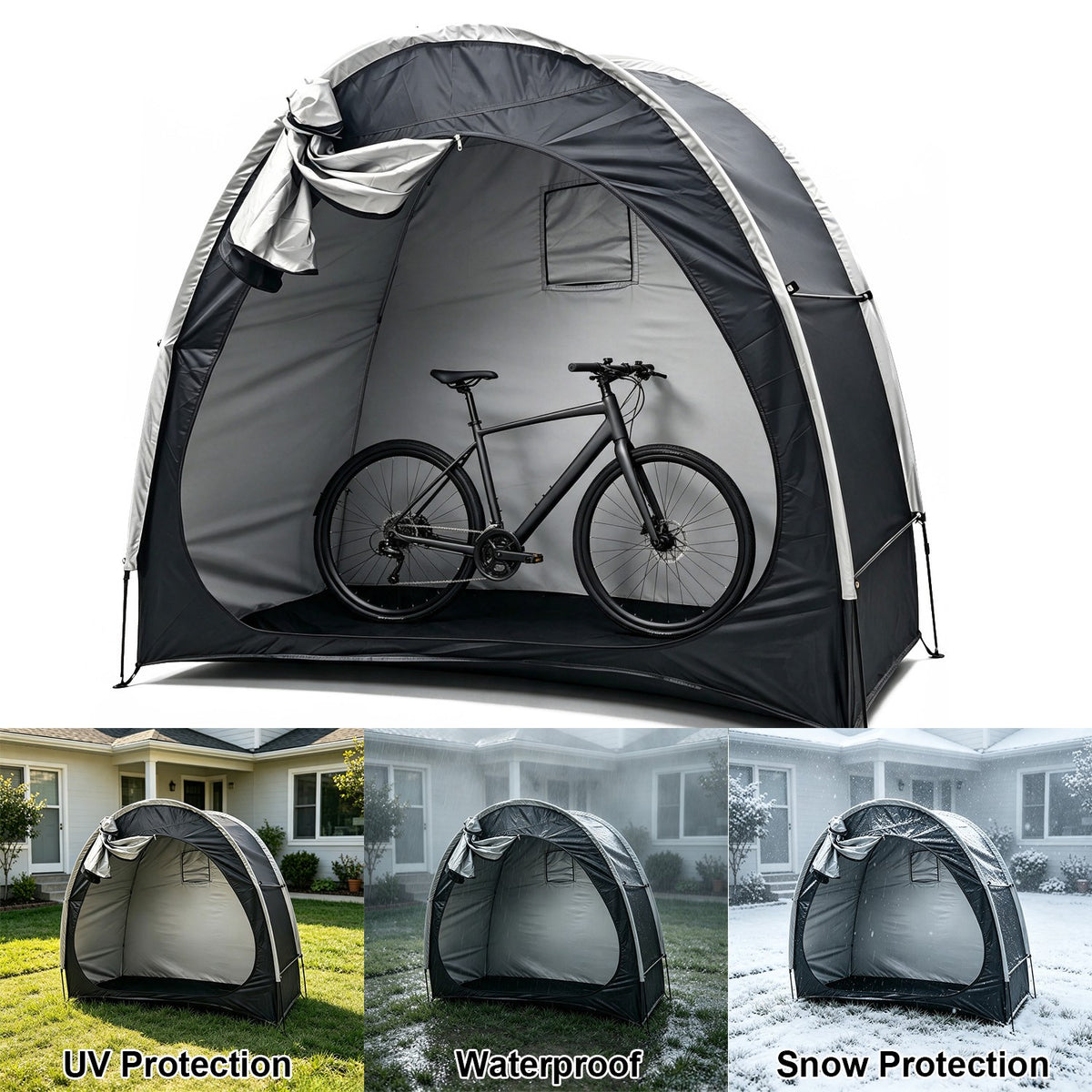 Portable Waterproof Bike Storage Tent for 2-4 Bicycles Outdoor Shelter