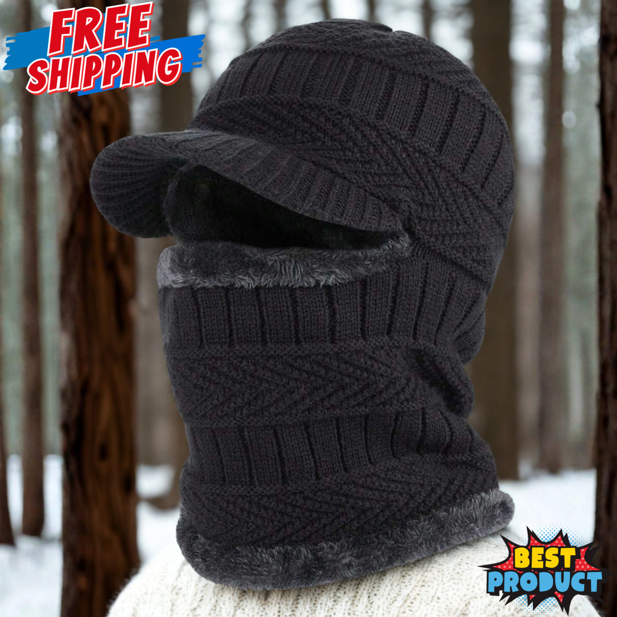 Winter Balaclava Beanie Hat Full Face Mask Windproof Fleece Hood - Warm Cap