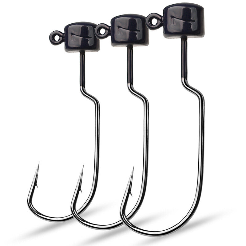 25Pcs Ned Rig Jig Head Hooks - Mushroom Style Offset Weedless Bass Lures
