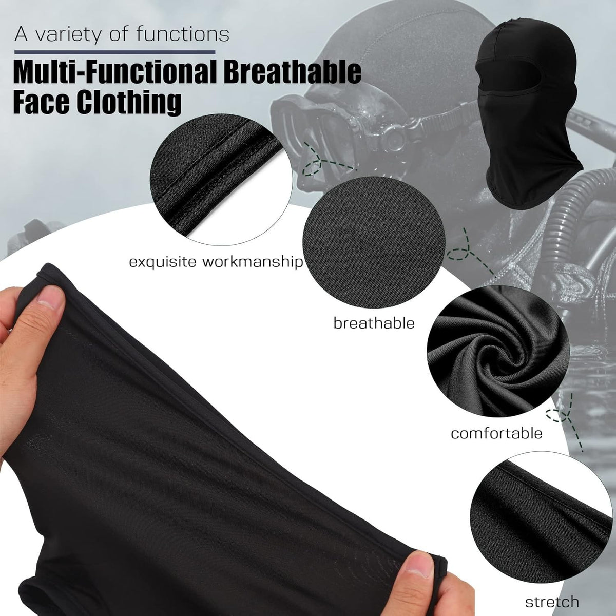 Unisex Breathable Ski Face Mask with UV Protection - Multiple Colors