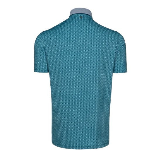 Men's Performance Polo Shirt with Geometric Pattern - Athletic Fit, Recycled Fabric