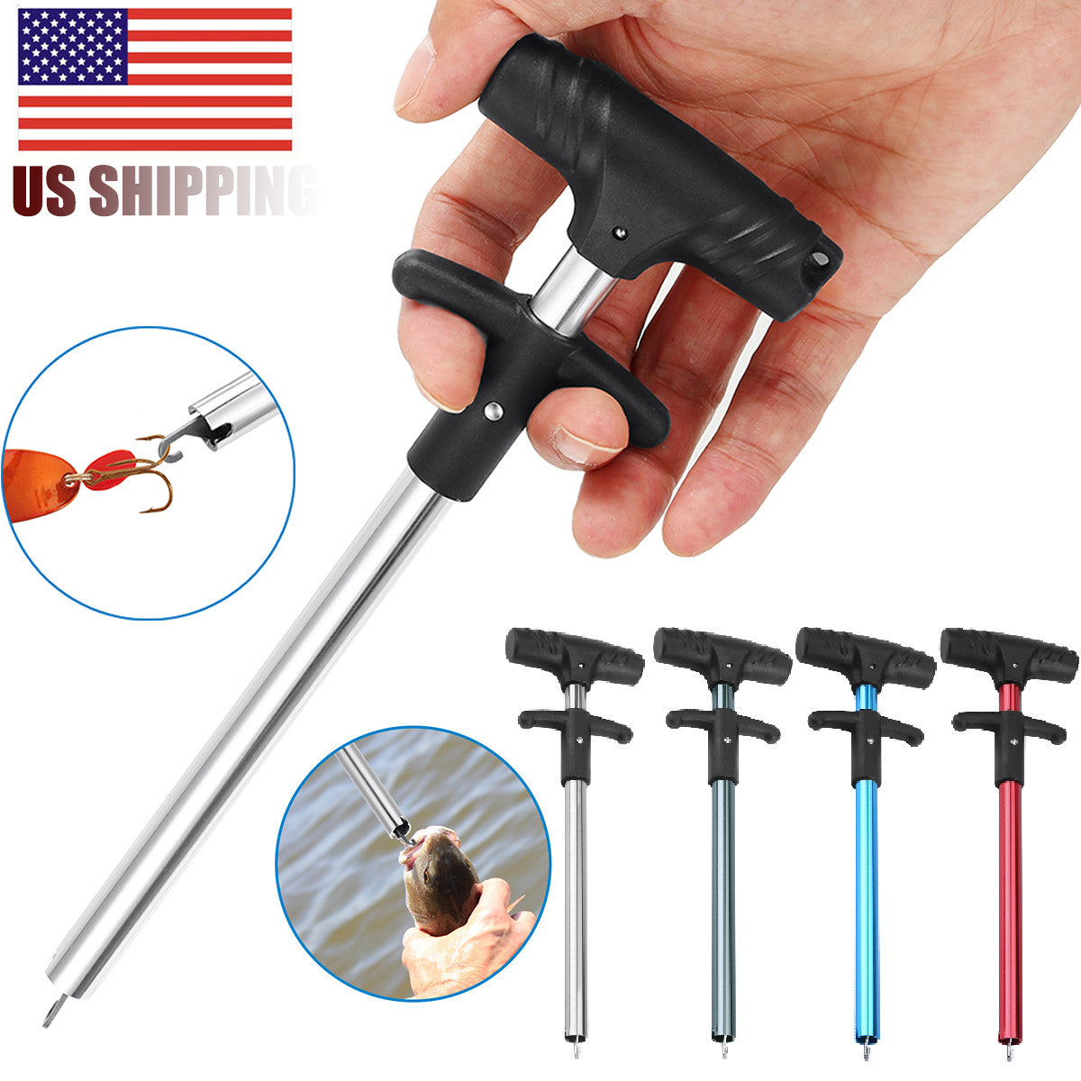 Fish Hook Remover Puller Tool - Stainless Steel & Aluminum Fishing Tackle