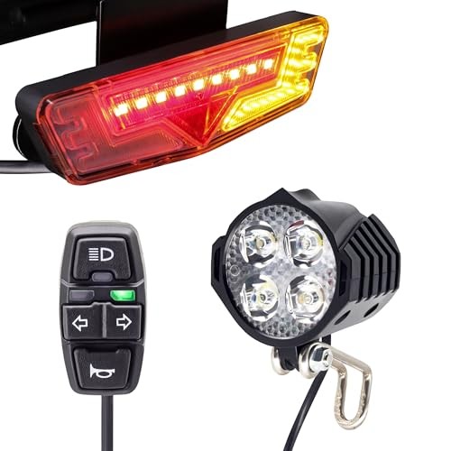 Electric Bike Turn Signal Light Kit with Headlight and Taillight for E-Bikes & Scooters