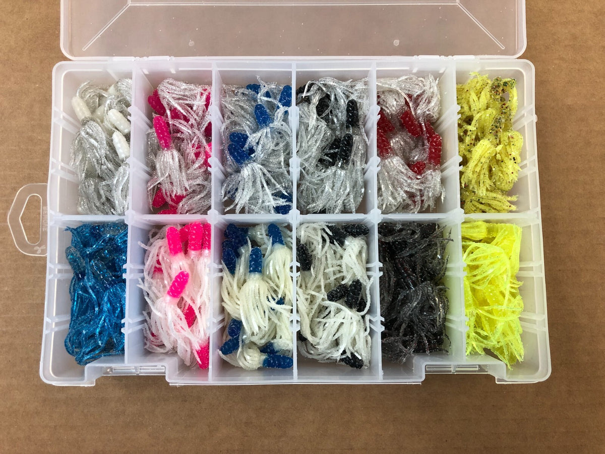 180 Piece Crappie Fishing Lure Kit with Flared Skirt Soft Plastics