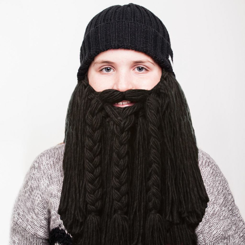 Kids Viking Costume Hat with Detachable Beard - Black or Brown