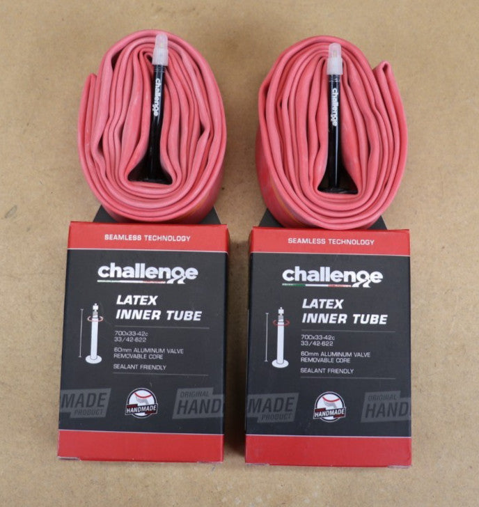 2 Latex Bicycle Inner Tubes 700x33-42c with 60mm Presta Valve & Removable Core