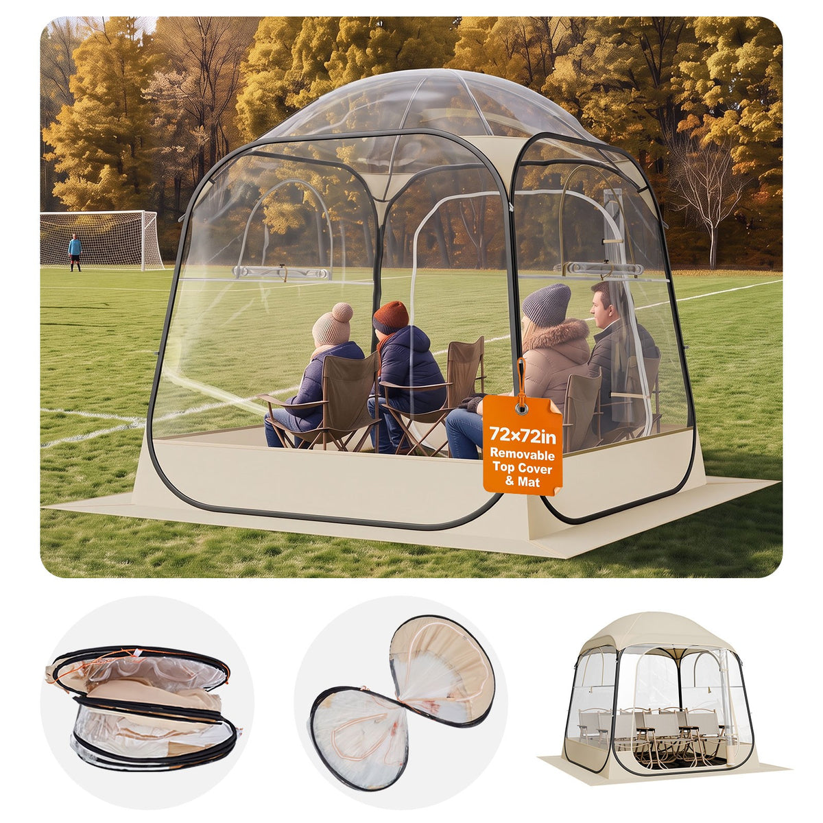Portable Pop-Up Sports Tent 72x72 Inch Waterproof Outdoor Shelter