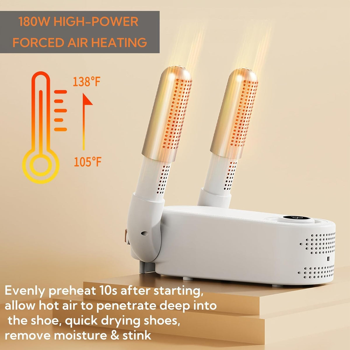 Electric Shoe Dryer with Heat Blower, 4 Drying Cycles, Portable Shoe & Boot Dryer