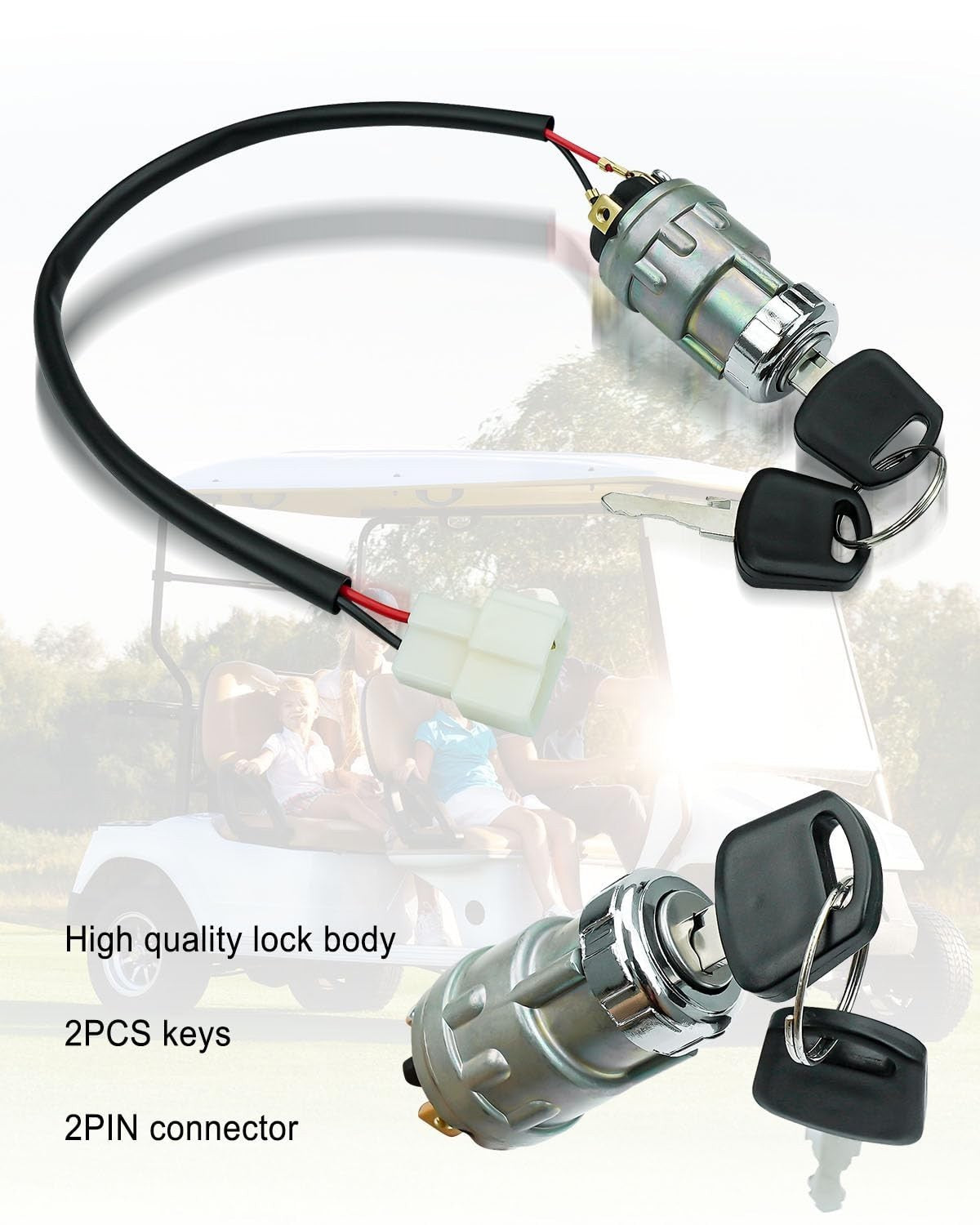 Golf Cart Ignition Switch with Keys - Replacement Part for EZGO, Yamaha