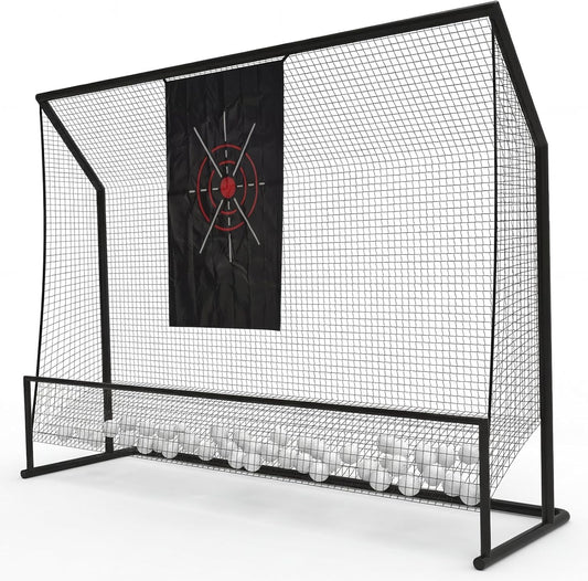 Golf Hitting Net 10x7.5FT Practice Net with Target Cloth & Ball Collection System
