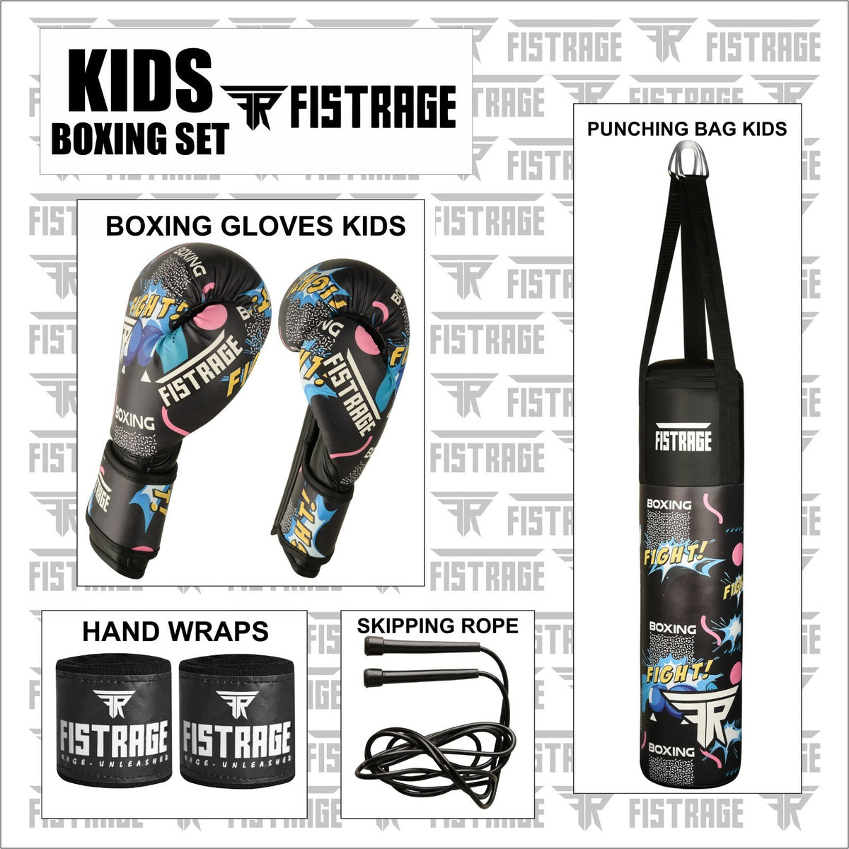 Kids Boxing Set with Heavy Punch Bag and 6oz Gloves - Unfilled or Filled Options