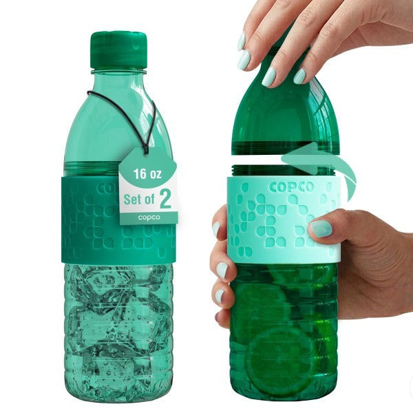 16.9oz Leak-Proof Reusable Water Bottle Set with Non-Slip Sleeve