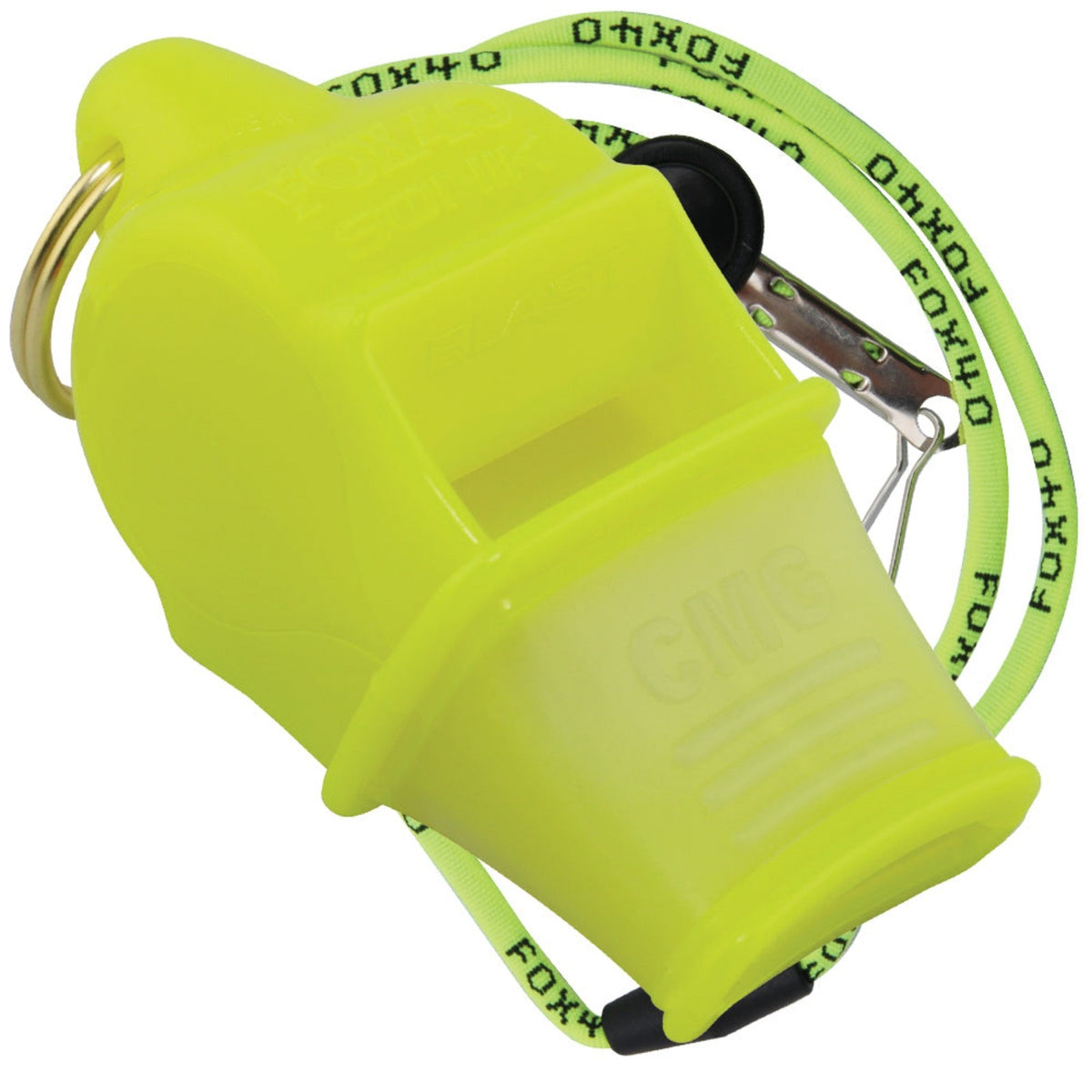 Neon Yellow Pealess Whistle with Lanyard - 120dB Safety & Sport Accessory