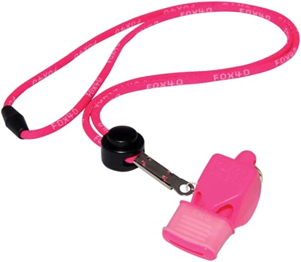 Pink Sport & Safety Whistle with Lanyard - 115dB, 3-Chamber, Pealess