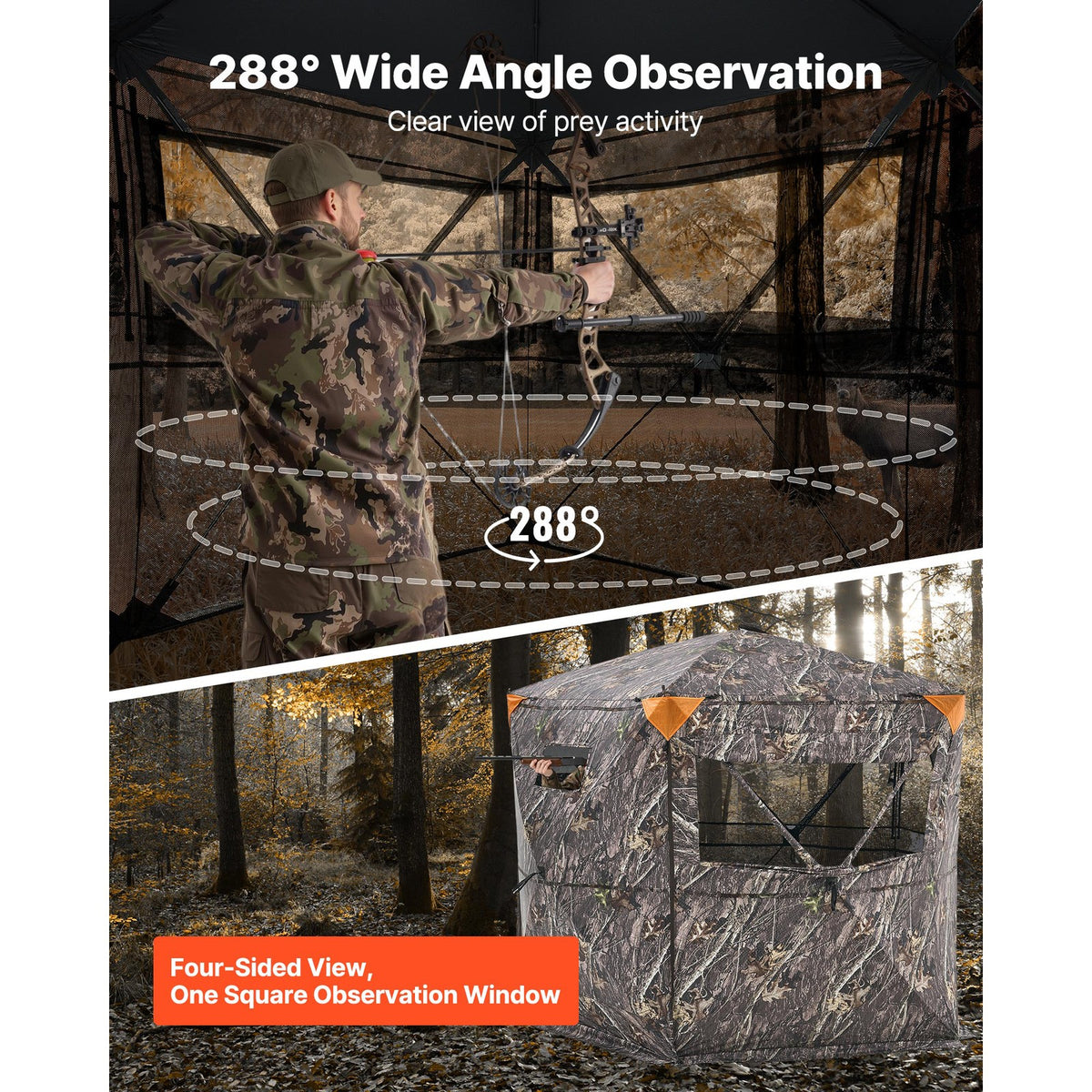 Portable Hunting Blind for 6-7 People with Carry Bag - Weather-Resistant & Quiet Design
