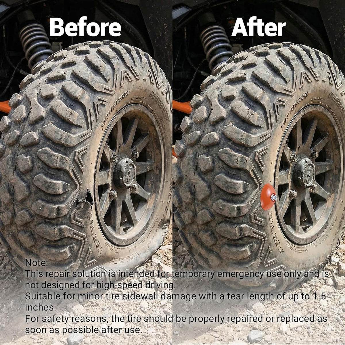 Sidewall Tire Repair Kit for Off-Road Vehicles - Portable Emergency Plug Set