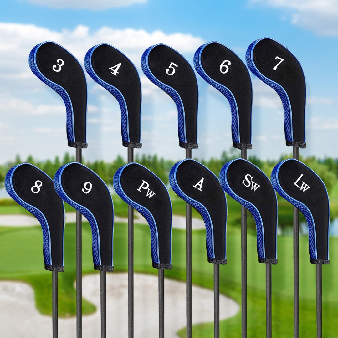 Golf Iron Head Covers 11-Piece Set for Left & Right Handed Clubs Black/Blue