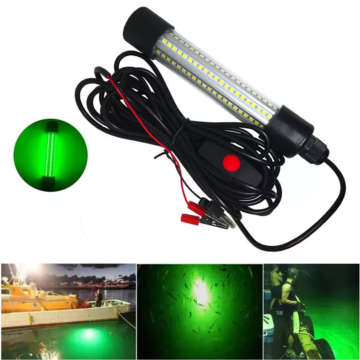 12V Green Underwater LED Fishing Light - Night Fish Attractor, 50,000lm