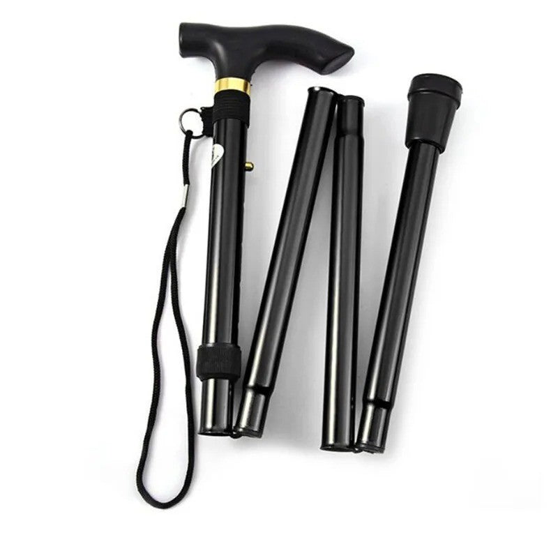 Adjustable Collapsible Aluminum Walking Cane - Folding Travel Stick with Rubber Tip