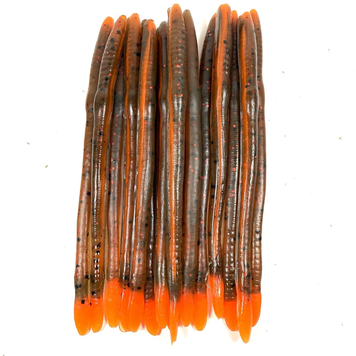 15 Hand Poured Finesse Plastic Worms - Turbo Craw Green Pumpkin