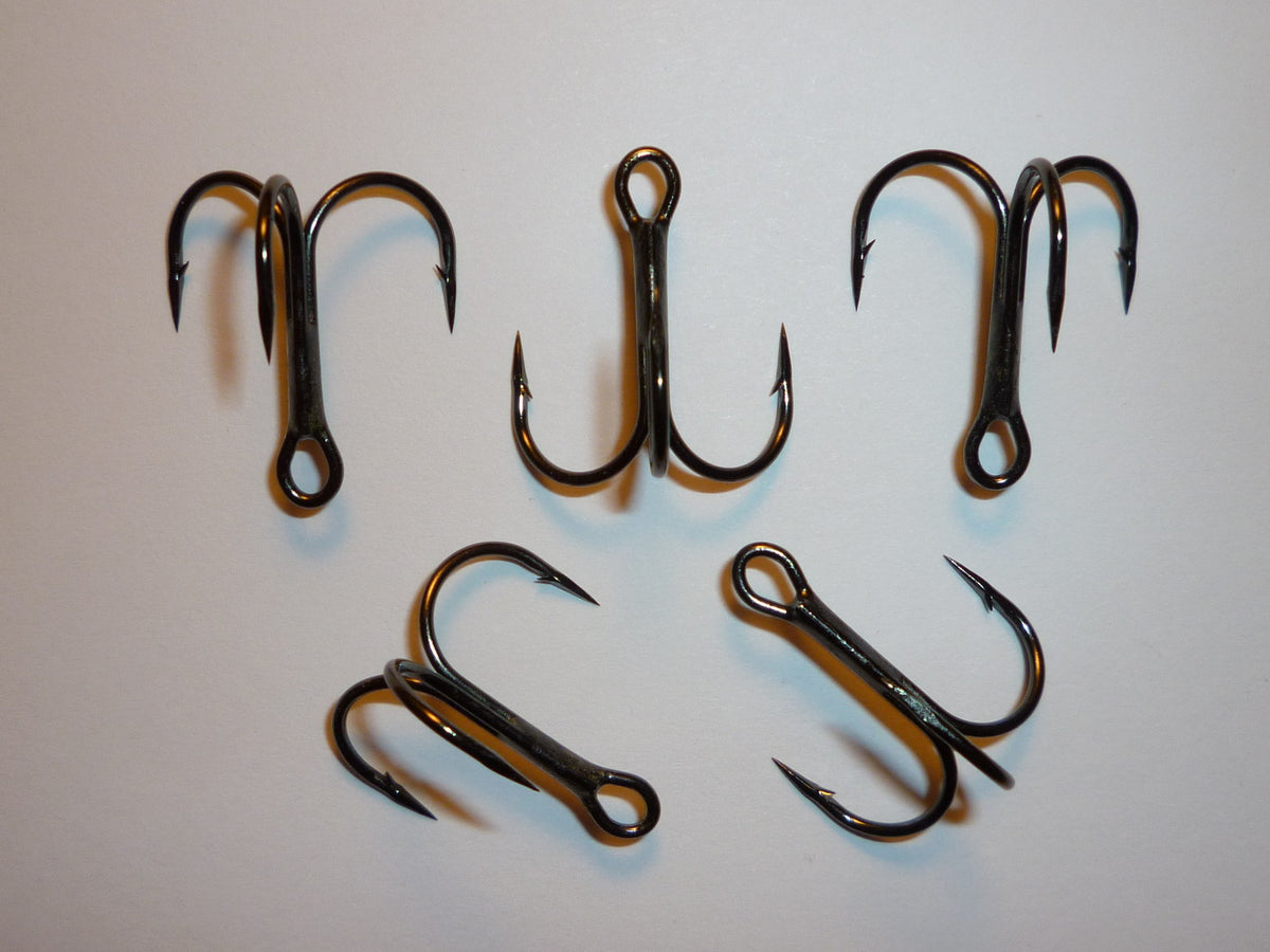 Treble Fishing Hooks - 100 Black-Nickel Size 3 Regular-Shank 1X-Strong