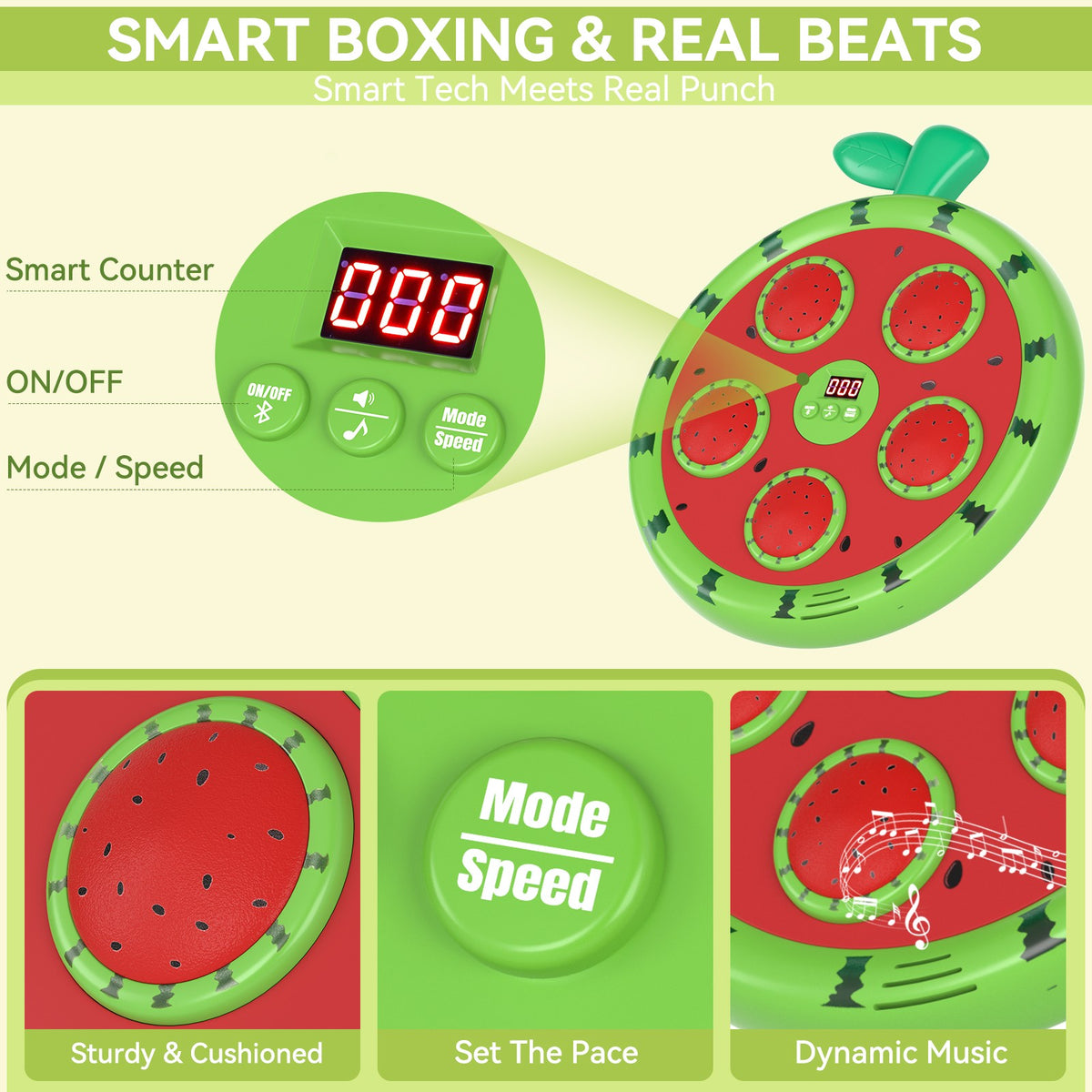 Kids Wall-Mounted Bluetooth Smart Boxing Machine with Music & Punch Target