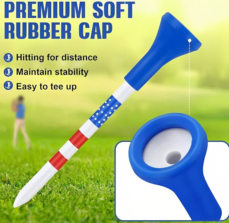 Unbreakable American Flag Golf Tees - 50 Pack 3¼ Inches for Drivers & Long Shots