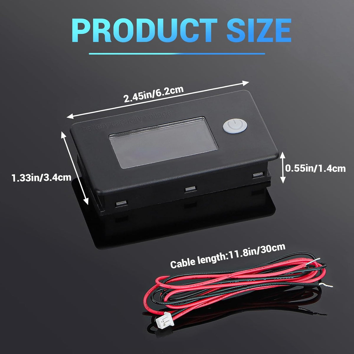 48V Lithium Battery Monitor with LCD Display for Golf Carts and Vehicles
