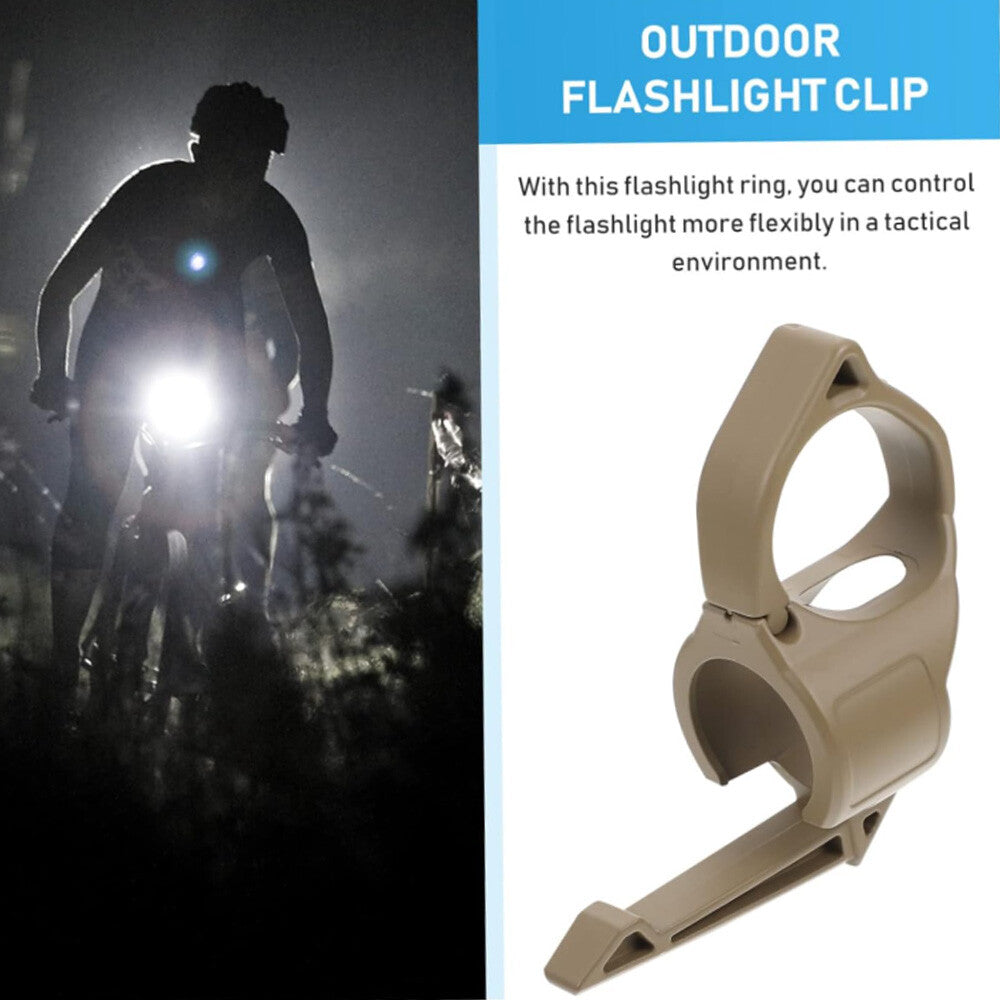 Tactical Flashlight Ring Holder with Clip for 1-Inch Flashlights, Portable and Durable